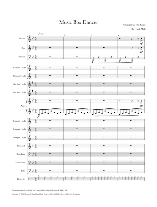 Music Box Dancer (Arr. Jim Bicigo) - Frank Mills (Large Ensemble)