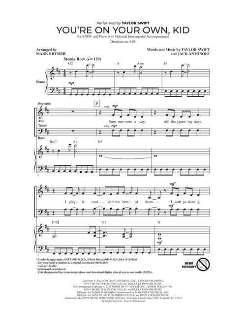 You're On Your Own, Kid (arr. Mark Brymer) - Taylor Swift (Choral, SATB)