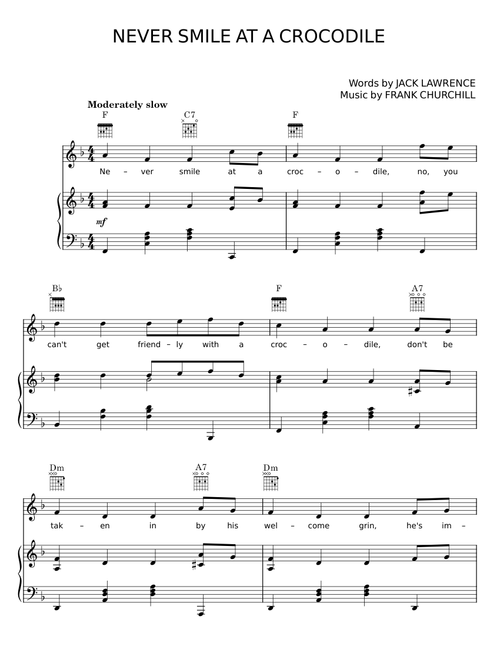 Never Smile At A Crocodile - Frank Churchill, Jack Lawrence