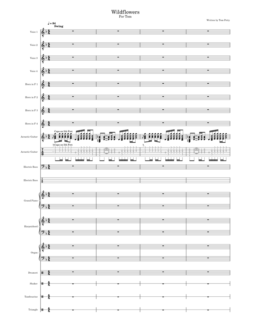 Wildflowers Tom Petty Sheet music for Piano, Harpsichord, Organ