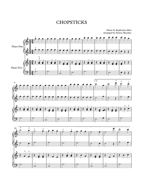 Chopsticks (Arr. Denise Bruckno) - Euphemia Allen (Piano Duet)