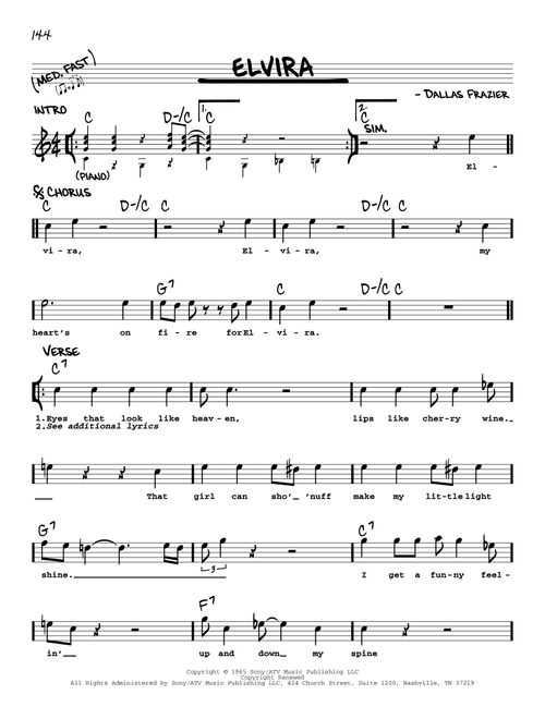 Elvira - Oak Ridge Boys (Real Book - Melody-Chords-Lyrics)
