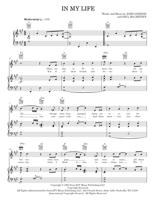 In my life - The Beatles (Piano-Vocal-Guitar)