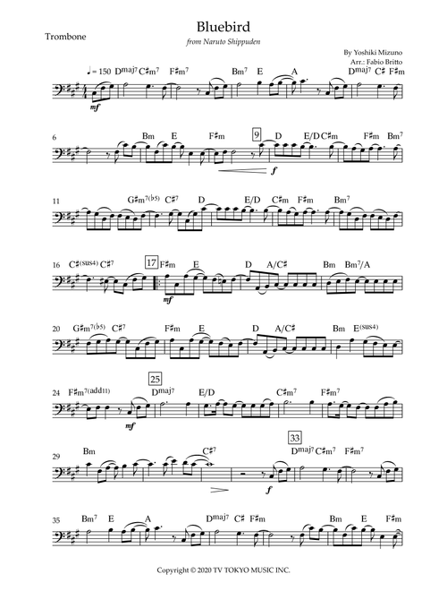 Ikimono Gakari's Blue Bird (Arr. Fabio Britto) - Yoshiki Mizuno (Trombone Solo)