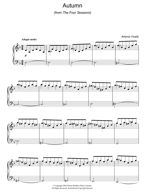 Autumn (from The Four Seasons) - Antonio Vivaldi (Easy Piano)