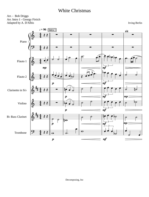 White Christmas for Chamber Music Ensemble