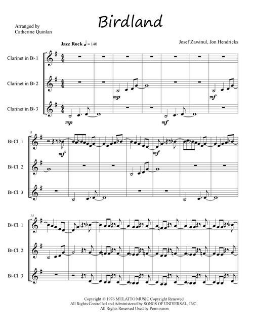 Birdland (Arr. Catherine Quinlan) - Manhattan Transfer (Woodwind Ensemble)