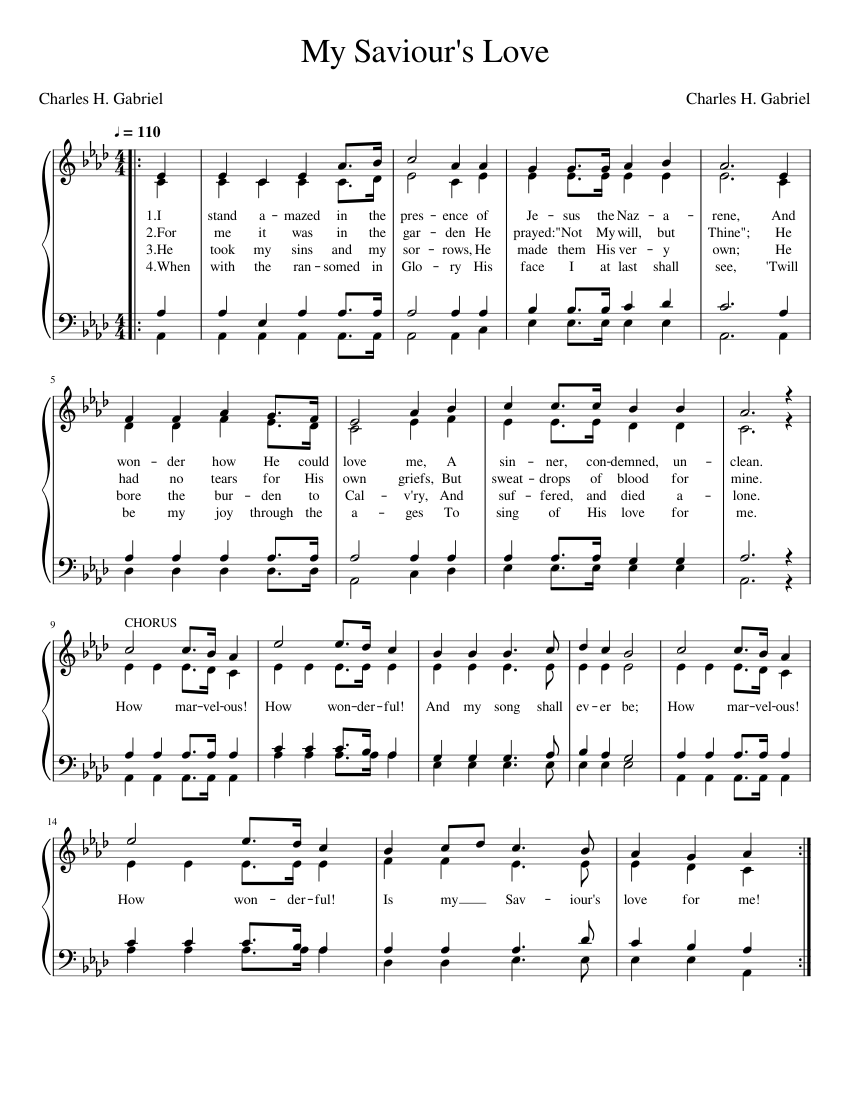 185 My Saviour's Love Sheet Music for Piano (Solo) easy | MuseScore.com