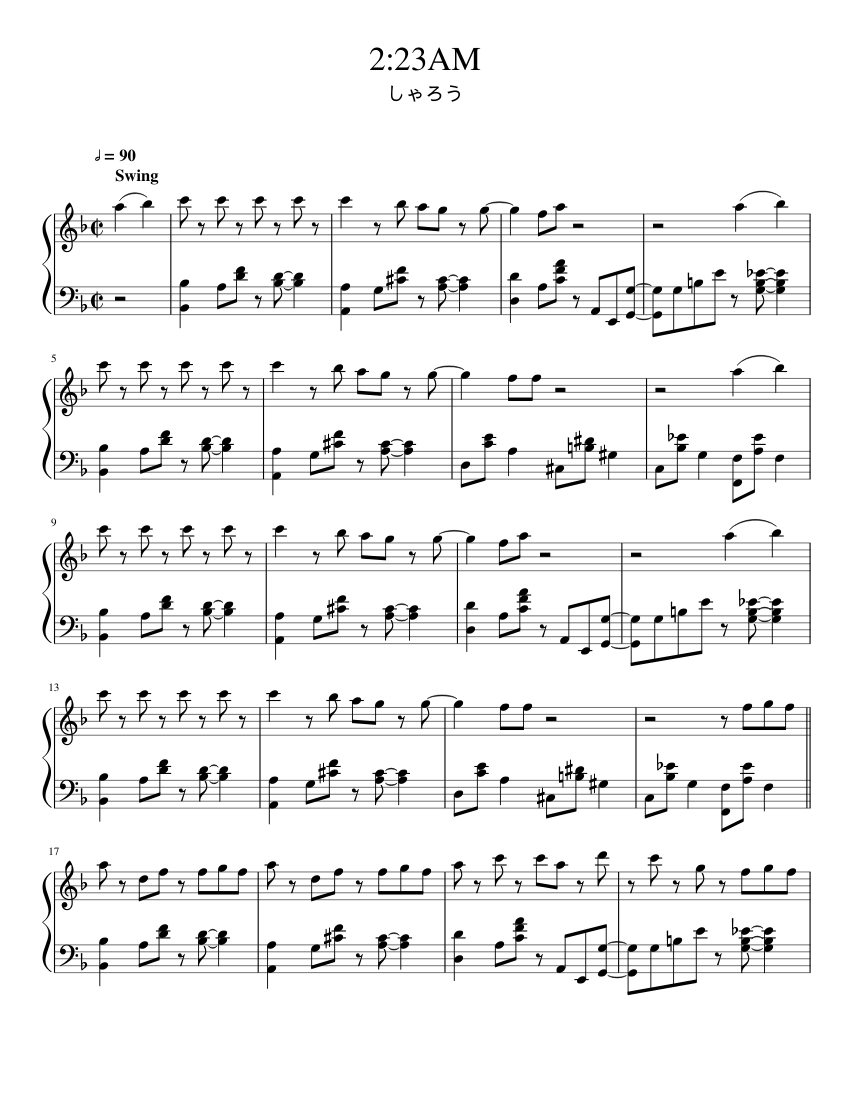 2:23 AM – しゃろう / Sharou 2:23 AM_しゃろう Sheet music for