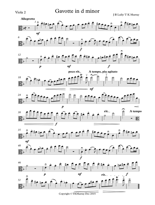 Lully - Gavotte - 2nd. Viola Part - Suzuki Bk.2 - TK Tim Murray (Viola Solo)