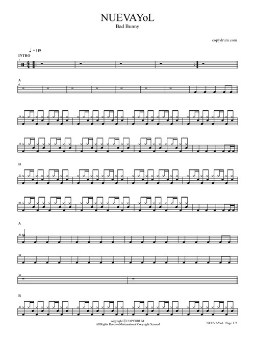 Nuevayol (Arr. COPYDRUM) - Bad Bunny (Drums)