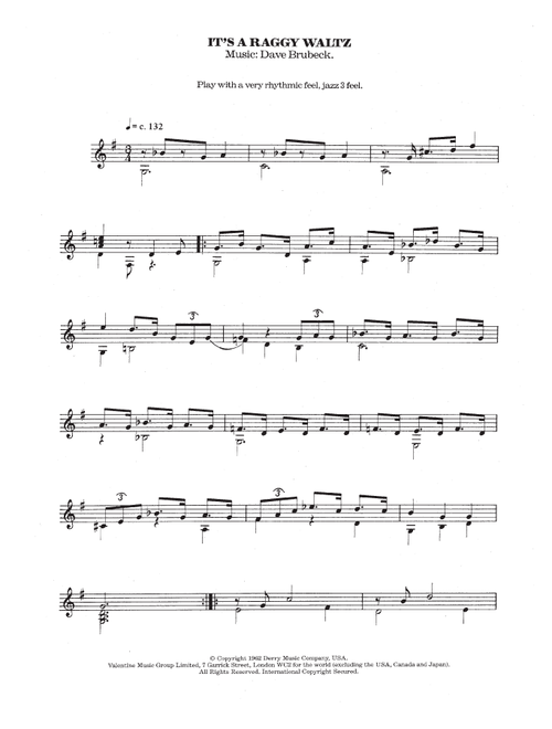It's A Raggy Waltz - Dave Brubeck (Easy Guitar)