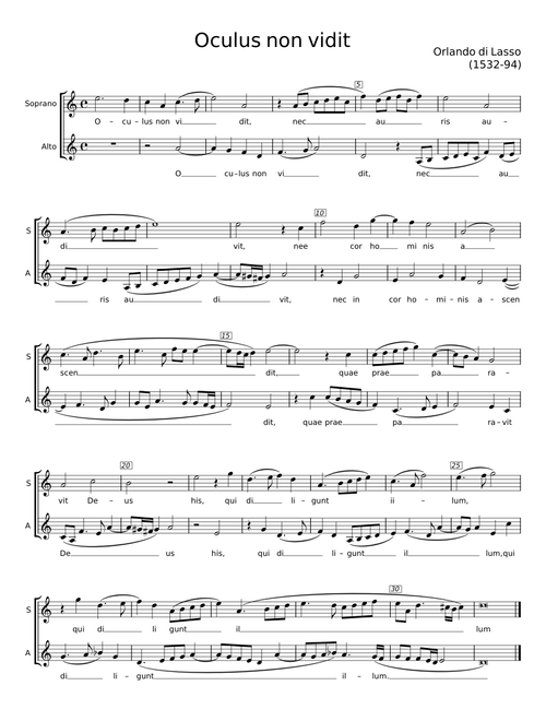 Oculus non vidit - Orlande de Lassus (Orlando di Lasso)