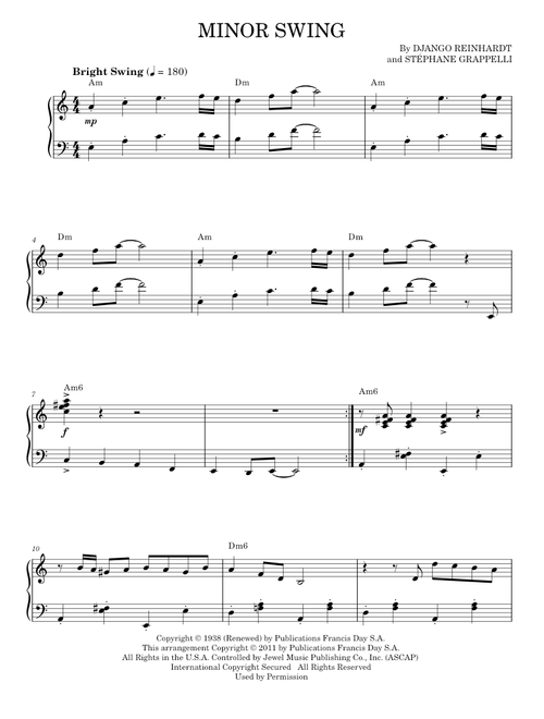 Minor Swing (arr. Brent Edstrom) - Django Reinhardt (Piano Solo)