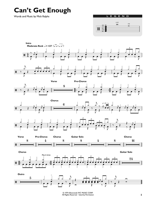 Can't Get Enough - Bad Company (Drum Chart)
