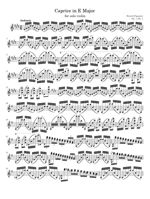 Solo Violin Caprice No. 1 in E Major - N. Paganini, Op. 1, No. 1