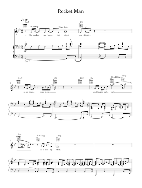 Rocket Man [Live] - Elton John (Piano-Voice-Guitar)