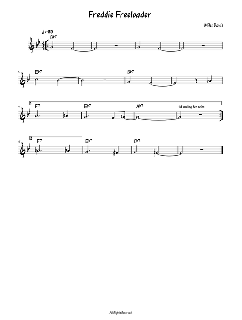 Freddie Freeloader (Lead sheet )