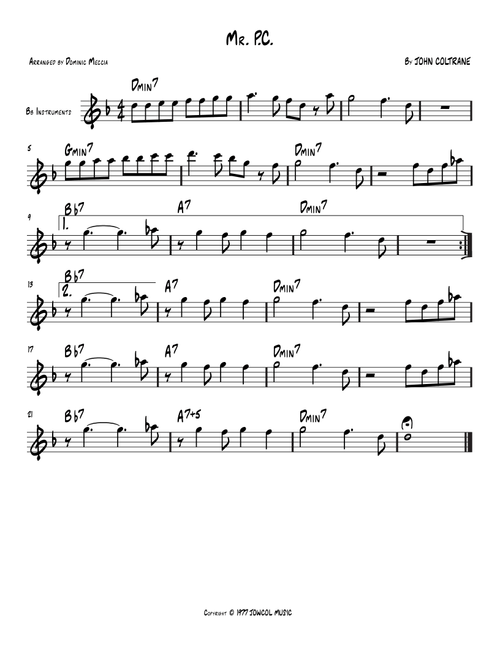 Mr. P.C. (Arr. Dominic Meccia) - John Coltrane (Tenor Sax Solo)