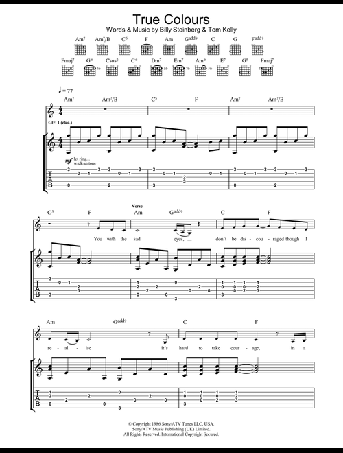 True Colours - Eva Cassidy (Guitar Tab)