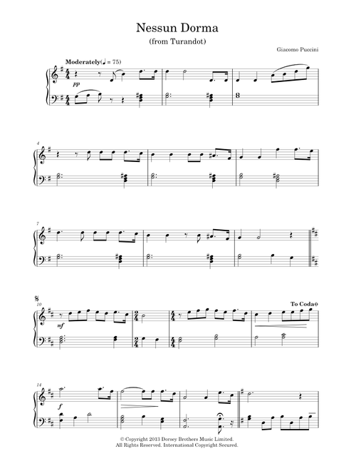 Puccini; Turandot sheet music by scheelarq | Play, print