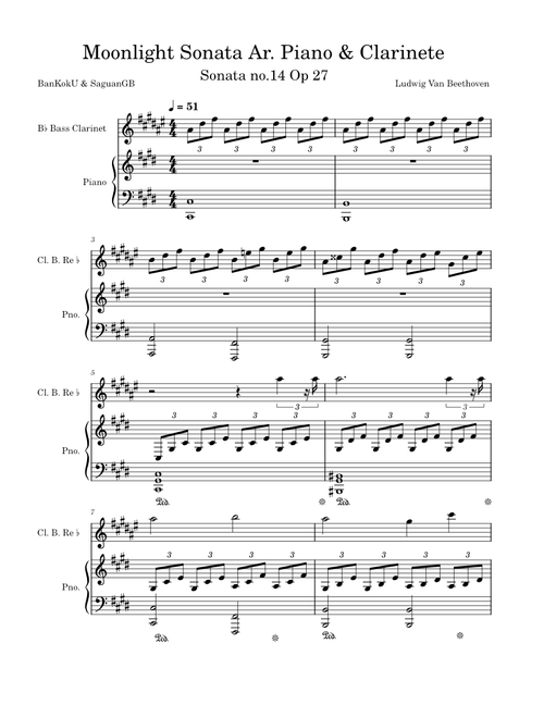 Moonlight Sonata Bass Clarinet & Piano – Ludwig Van Beethoven