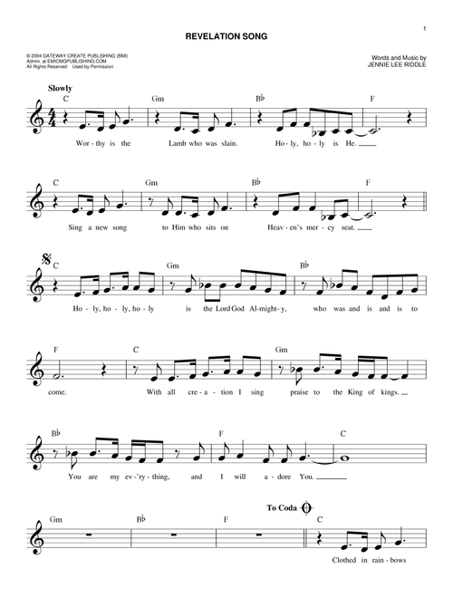 Revelation Song - Phillips Craig & Dean (Easy Lead Sheet - Fake Book)