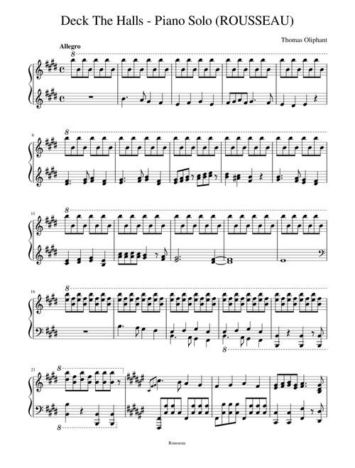 Rousseau - Deck The Halls - Piano Solo