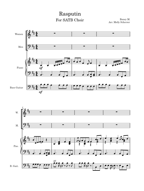 Rasputin for SATB Choir