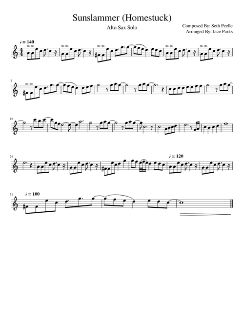 Sunslammer (Homestuck) - Alto Saxaphone Solo