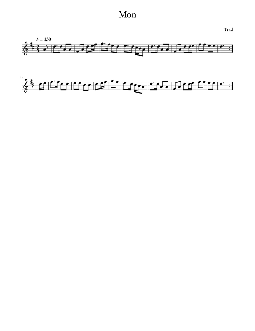 Traditional music - Mon Sheet music for Piano (Solo) Easy | Musescore.com