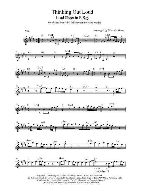 Thinking Out Loud (Arr. Miranda Wong) - Ed Sheeran (Small Ensemble)