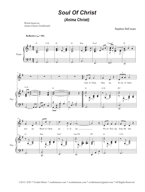 Soul of Christ (Anima Christi) (Vocal solo) - Stephen DeCesare (Piano Vocal)