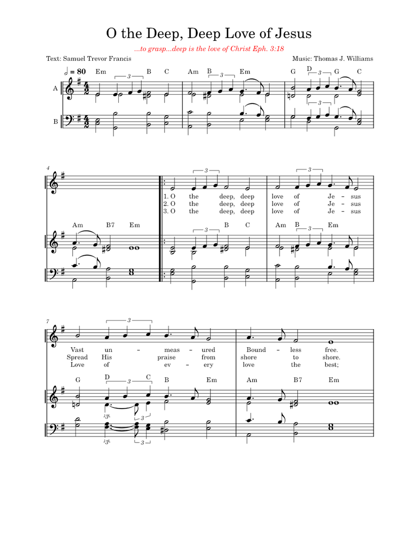 O the Deep, Deep Love of Jesus (Williams) Sheet Music with Chords