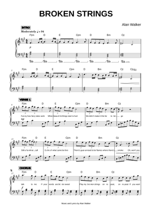 Broken Strings - Alan walker – Alan Walker Sheet Music with Chords for ...