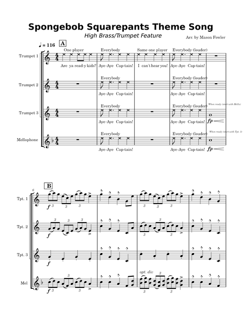 Spongebob squarepants theme – Misc Cartoons Spongebob Squarepants Theme Song - High Brass Feature