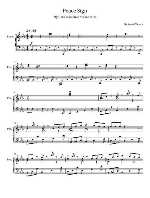 Peace Sign (Arr. poon) - Kenshi Yonezu (Piano Solo)