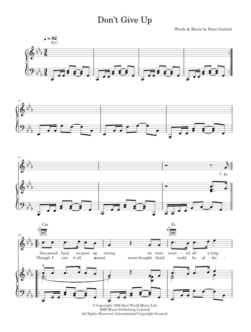 Don't Give Up - Kate Bush (Piano-Vocal-Guitar (Piano Accompaniment))