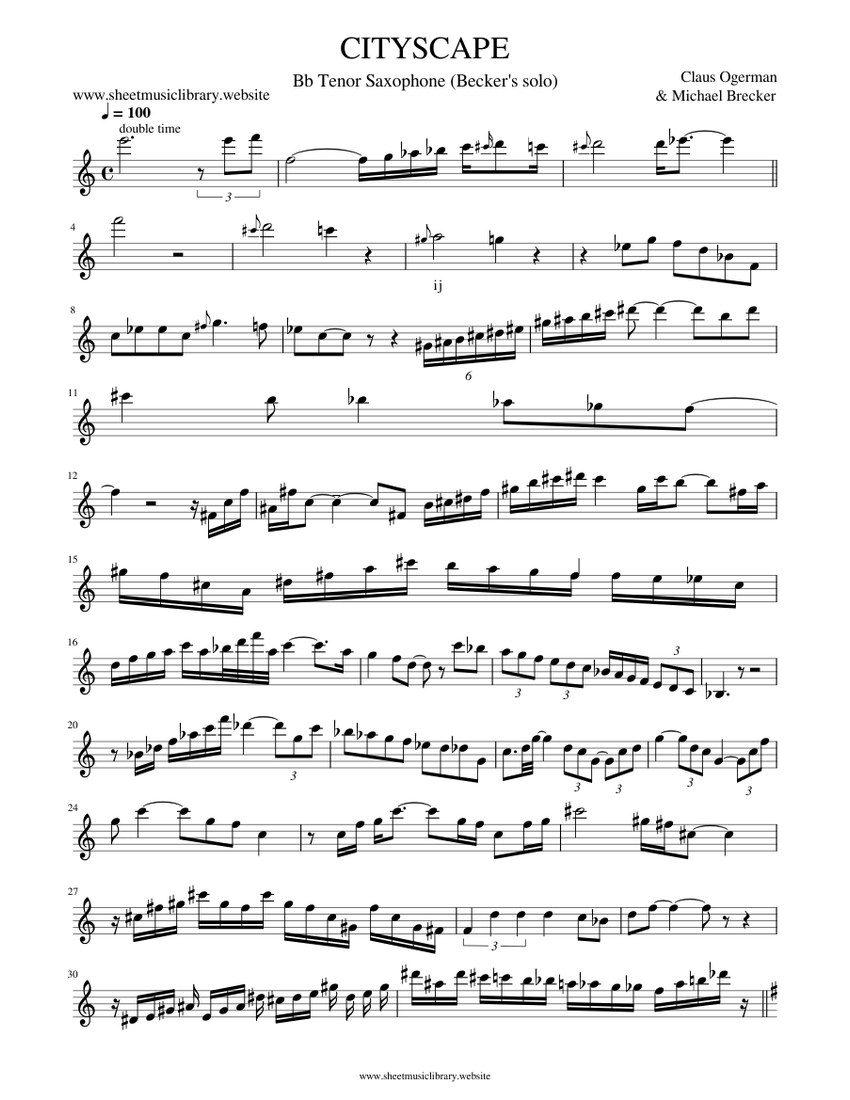 Cityscape – Claus Ogerman & Michael Brecker Sheet music for Cityscape – Claus Ogerman & Michael Brecker Sheet music for