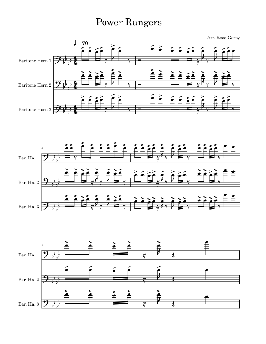 Go Go – Power Rangers Baritone Fanfare Sheet Music for Baritone horn ...