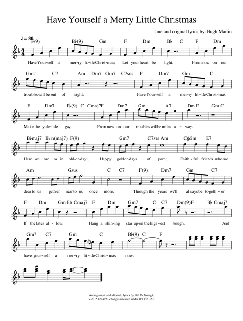 Have Yourself a Merry Little Christmas - Lead Sheet