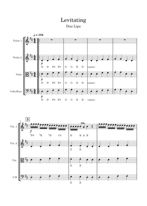 Play Official version of Levitating Sheet Music by Dua Lipa for Violin ...