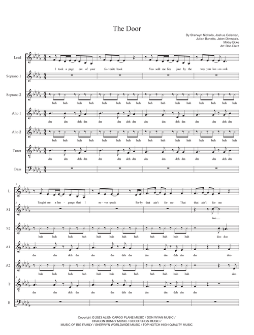The Door (Arr. Rob Dietz) - Teddy Swims (Choral, SATB divisi)