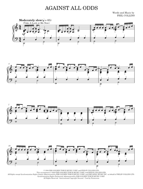 Against all odds - Phil Collins (Piano Solo)