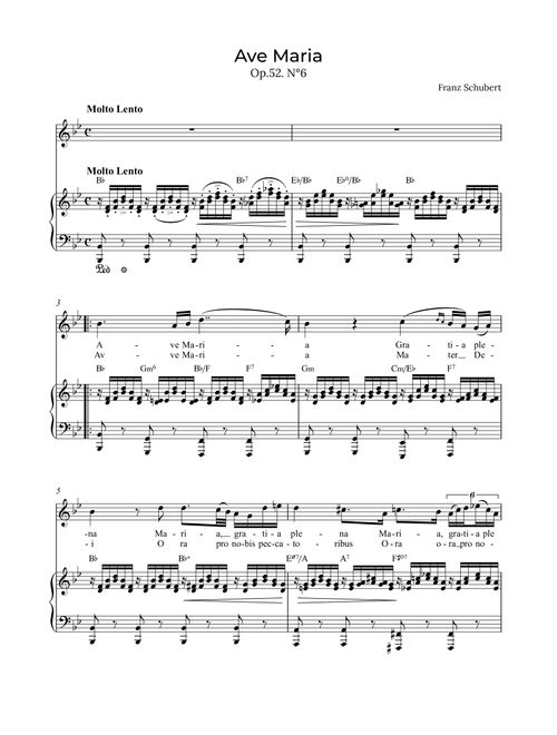 Ave Maria Schubert - Soprano with chords in Bb (Arr. Alex Nunes Rodrigues) - Franz Schubert (Vocal Solo)