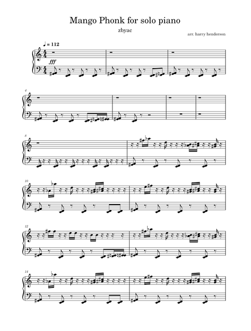 Mango Phonk for solo piano (arr. Harry Henderson)