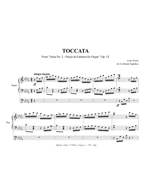 Vierne, TOCCATA from "Suite No. 2 - Pieces de Fantasie for Organ " Op. 53 (Arr. Renato Tagliabue) (Organ)