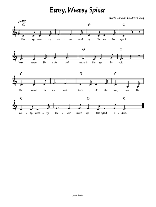 Eensy, Weensy Spider (Lead sheet with lyrics )