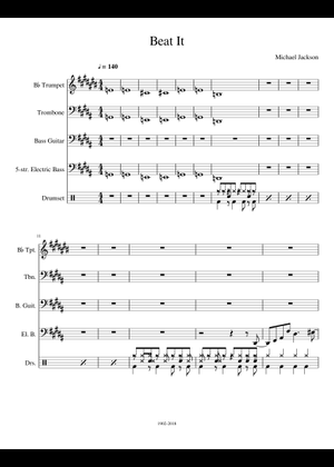 Play Official version of Beat it Sheet Music by Michael Jackson for ...