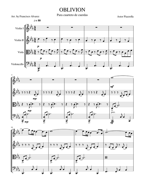 OBLIVION - Astor Piazzolla - String Quartet